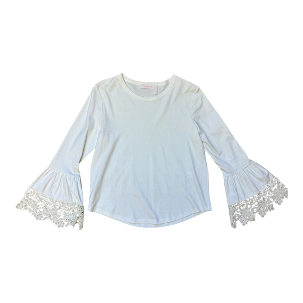 Seeby Chloé White Powder Lace Cuff Blouse Size L Cotton - Picture 4 of 7